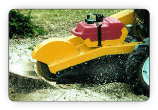 Removing the stump with a heavy-duty, specialized stump grinding machine - Ottawa Fallowfield Tree Farm stump grinding services - 613-720-3451